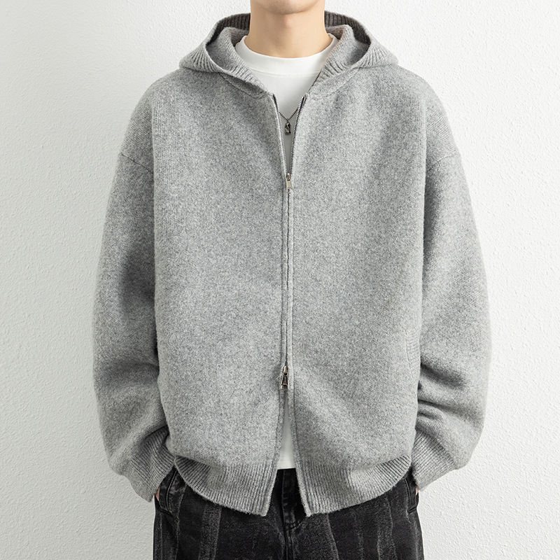 2026秋冬新款青少年宽松长袖圆领针织开衫运动风格透气腈纶毛衣，男装针织衫/毛衣，星座614