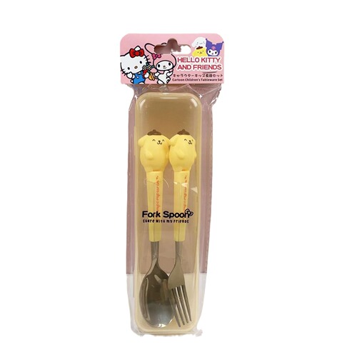 Student Portable Two-Piece Cartoon Children's Tableware Spoons and Forks Set Sanrio Stainless Steel Wholesale Fork and Spoon Set