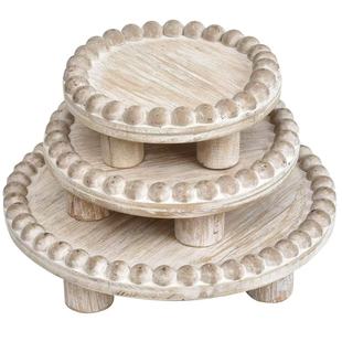 Wooden Beaded Decorative Tray Scented Candle Decorative Plate Wood Rustic Base Toiletries Soap Tray
