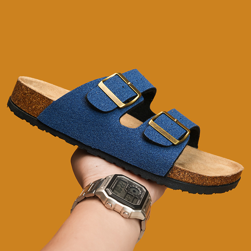 Pareja de zapatillas de corcho, zapatillas casuales y cómodas para mujeres, zapatillas frías para hombres, zapatillas de moda transfronterizas