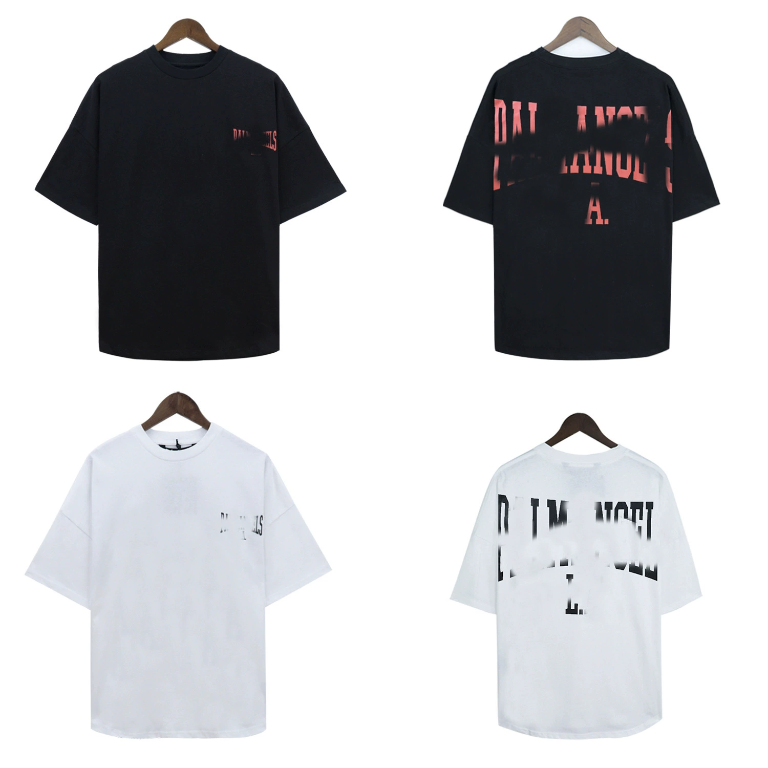 2024 весна и лето новая футболка с принтом на спине буквенные знаки прилива уличные мужчины с круглым вырезом с короткими рукавами свободный топ