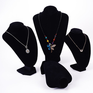 High-grade black velvet V-shaped necklace display rack jewelry neck mold jewelry rack portrait model neck shop stall special