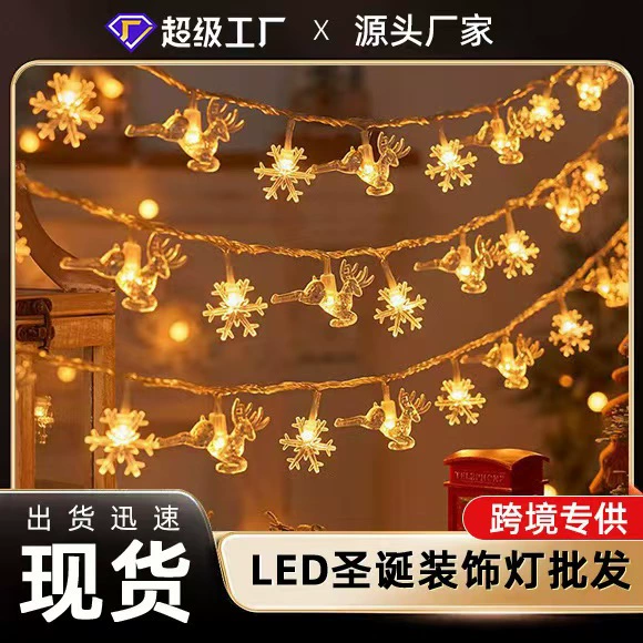 Новые рождественские LED-фонари для интерьера, снежинка, олени, ёлка, украшение атмосферы, гирлянда для двора и окна