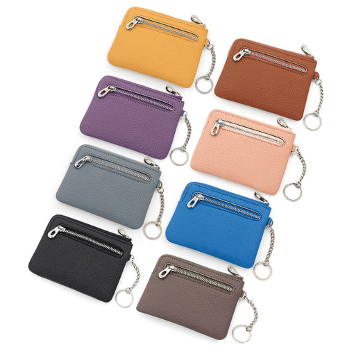 New card holder coin purse PU litchi pattern zipper bag card bag hidden grid multi-function card holder card holder manufacturer wholesale