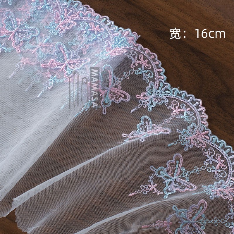 Alta calidad dopamina sueño bordado colorido hilo de malla encaje DIY mano lolita ropa tela accesorios para el cabello