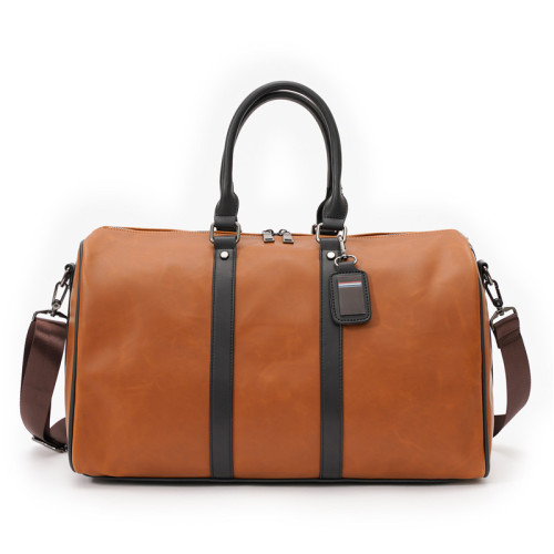 Wholesale large-capacity men's horizontal travel bag, short-distance luggage bag, trendy men's retro fitness bag, shoulder bag