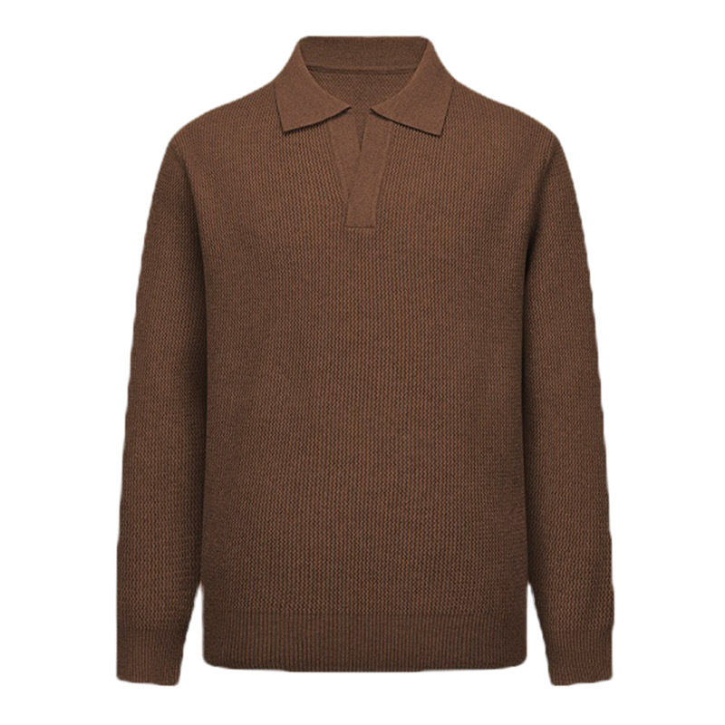 Explosiones transfronterizas de tamaño europeo tamaño grande polo collar V camiseta de punto suéter hombre viejo dinero viento gaviota fábrica de collar al por mayor