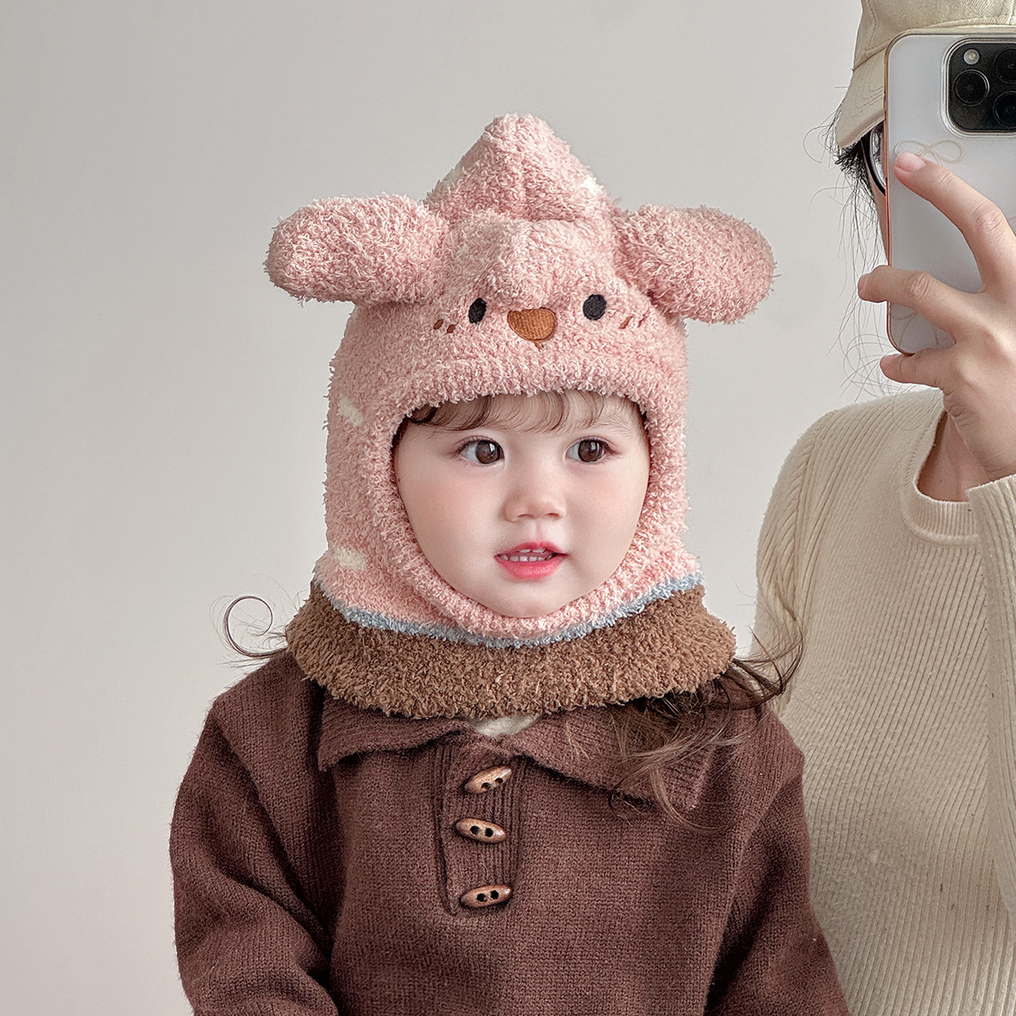 Gorro pasamontañas con bufanda para bebé térmico con protección para orejas para invierno
