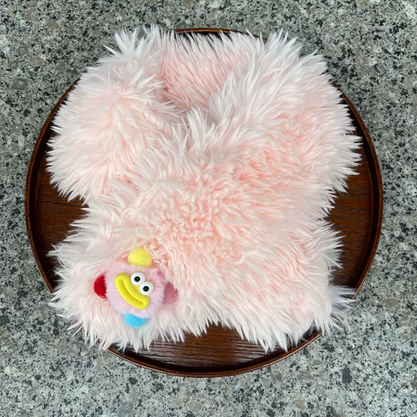 Pink—furry clown scarf