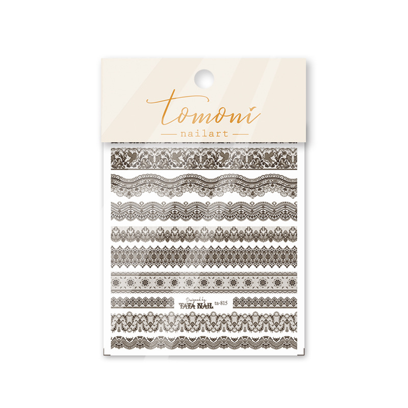 2021 temporada de bodas japonés ins pegatinas de encaje de uñas en blanco y negro nupcial de uñas boda ultrafina con adhesivos de lujo adhesivos