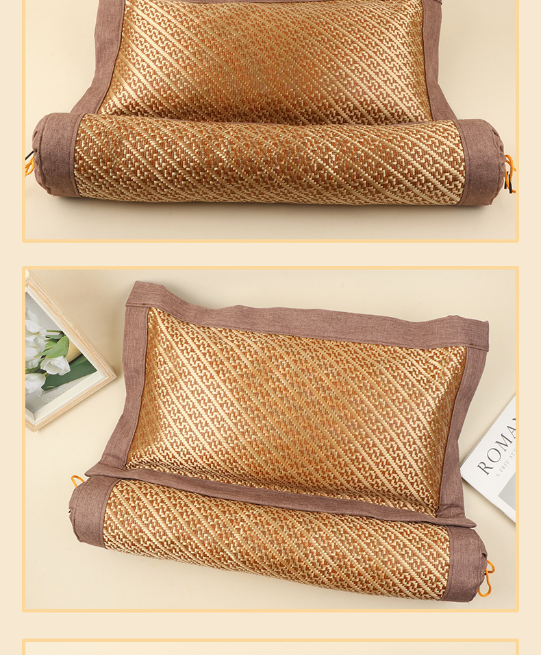 Mugwort Herbal Pillow Ai Cao Cooling Silk Neck Support Pillow for Sleep Single Size preparation