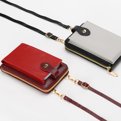 2024 spring new color matching mobile phone bag, vertical wallet, women's single shoulder crossbody bag, multifunctional small shoulder bag