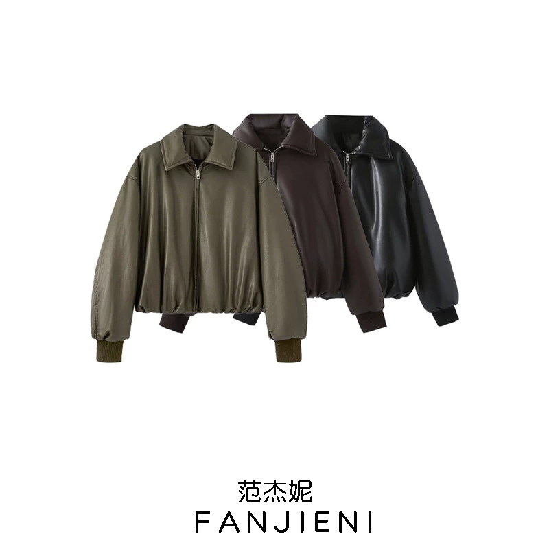 ZR внешняя торговля оптовая продажа в европейском и американском стиле женская мода универсальный байкерский стиль повседневное утолщенное хлопковое пальто из протеиновой кожи