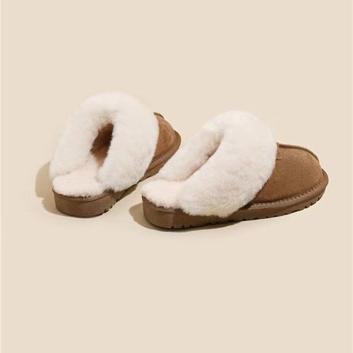 Cross-border 2024 Autumn/Winter New Fleece Cotton Shoes Casual Slippers Home Cotton Docks Foreign Casual Comfort Thick Sole Women's Slippers