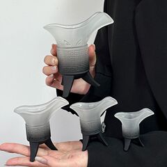 创意仿古爵杯家用复古秦始皇奶茶杯古代三足杯子磨砂渐变黑帝王杯