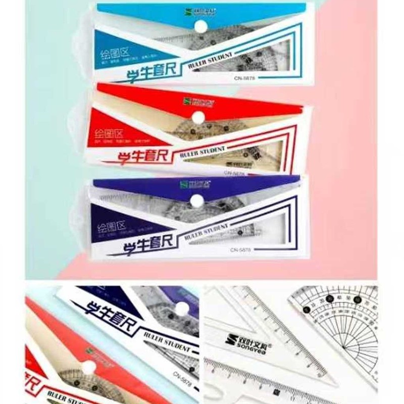 工場卸売新しいクリエイティブ透明定規学生定規三角プレート試験絵画 4 ピース定規卸売|undefined