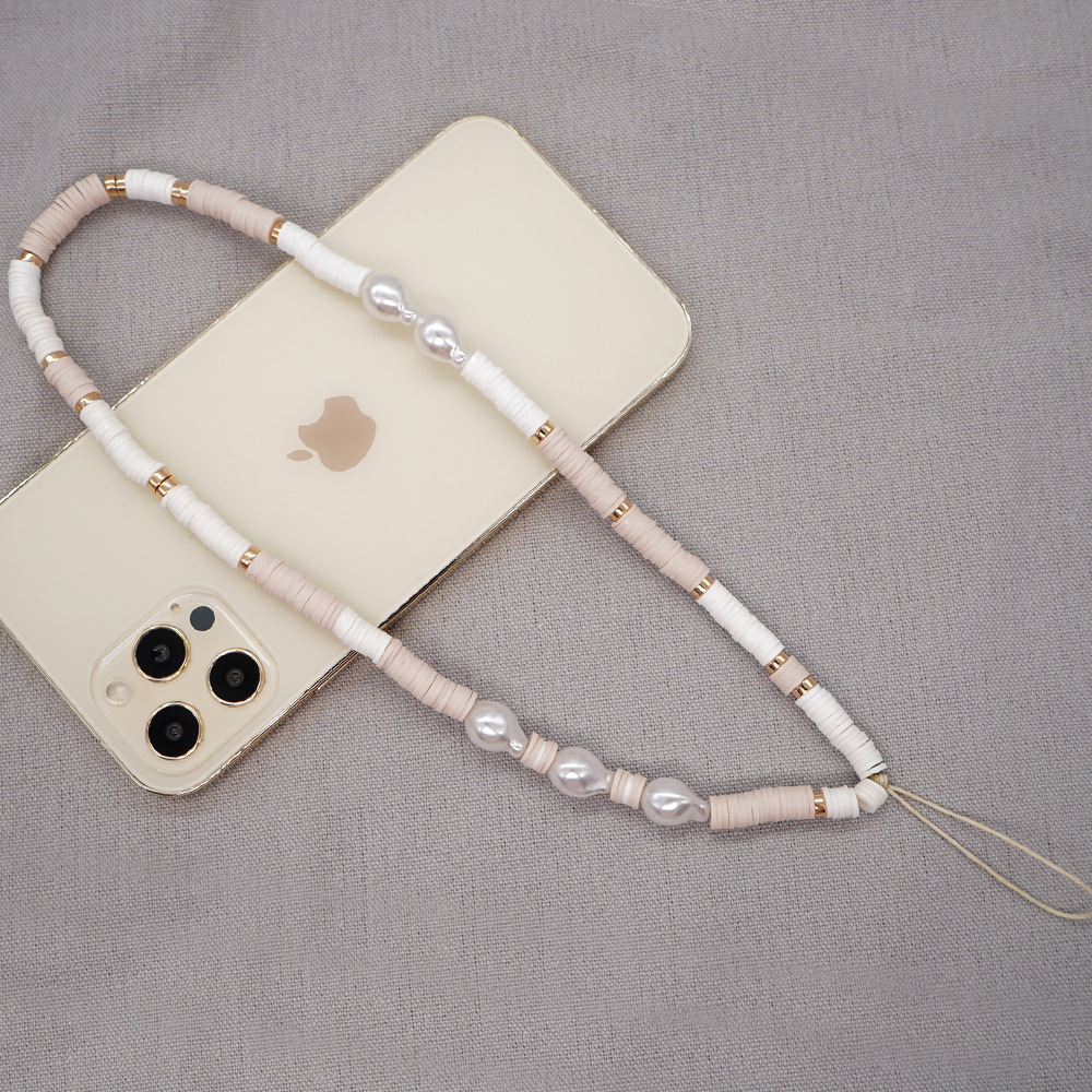 gray soft pottery imitation pearl antilost mobile phone chainpicture4