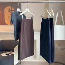 2025秋季新款西装半身裙女黑色高腰正装裙包臀裙显瘦中长款一步裙