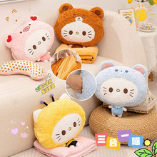 卡通猫咪三合一抱枕毯办公室抱枕午睡枕趴着睡觉汽车靠枕冬季手捂