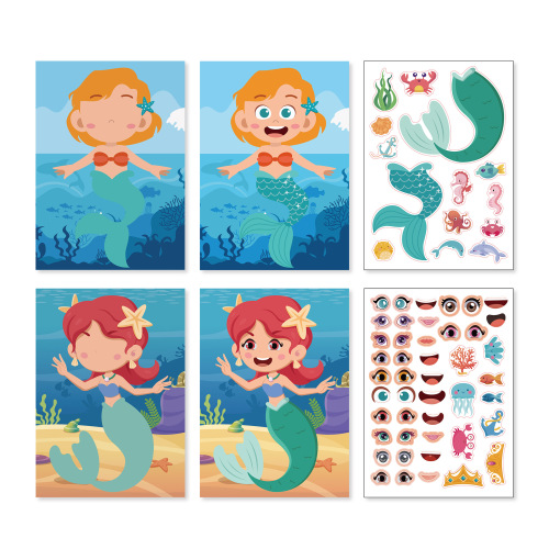 CM2210004 Mermaid DIY stickers Mermaid stickers Cross-border Mermaid face changing stickers