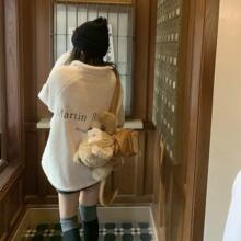 迪丽热巴同款~matin kim摇粒绒羊羔毛外套宽松后背logo毛绒上衣韩