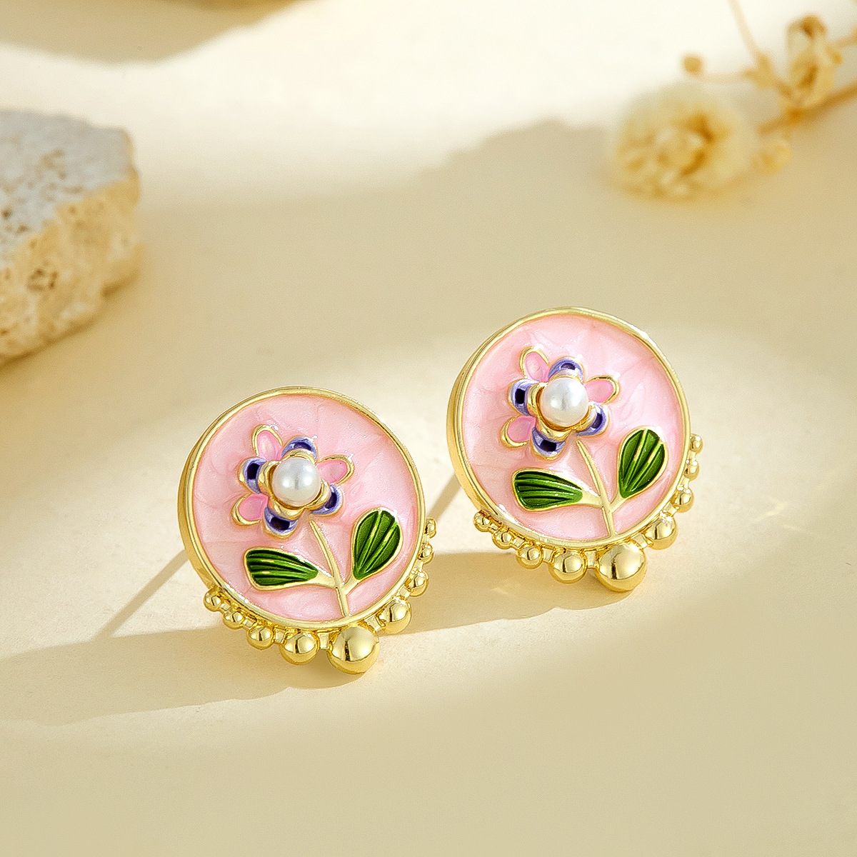 Pendientes de pintura al óleo de jardín de Monet para mujer nuevos pendientes de lujo ligero de estilo chino de alta gama 2025 nuevos accesorios de oreja de temperamento explosivo