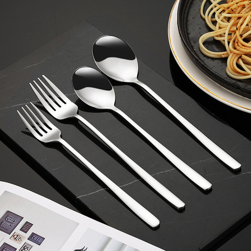 316 stainless steel spoon fork long handle Korean spoon household spoon high-value tableware fork spoon wholesale