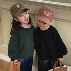 Jia Ye Tongpin 2024 Spring New Boys' Pure Color Round Neck Sweatshirt Girls' Baby Loose Bat Sleeves Top Coat 