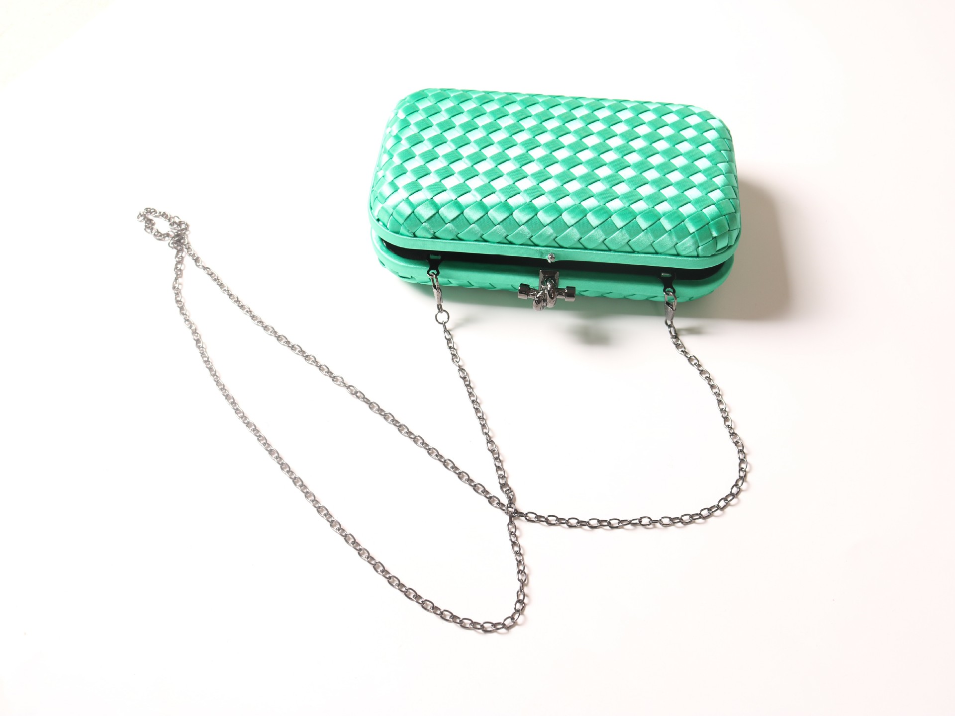 Lock clasp Closure Type Red Rose Red Green Polyester Solid Color Lingge Square Clutches