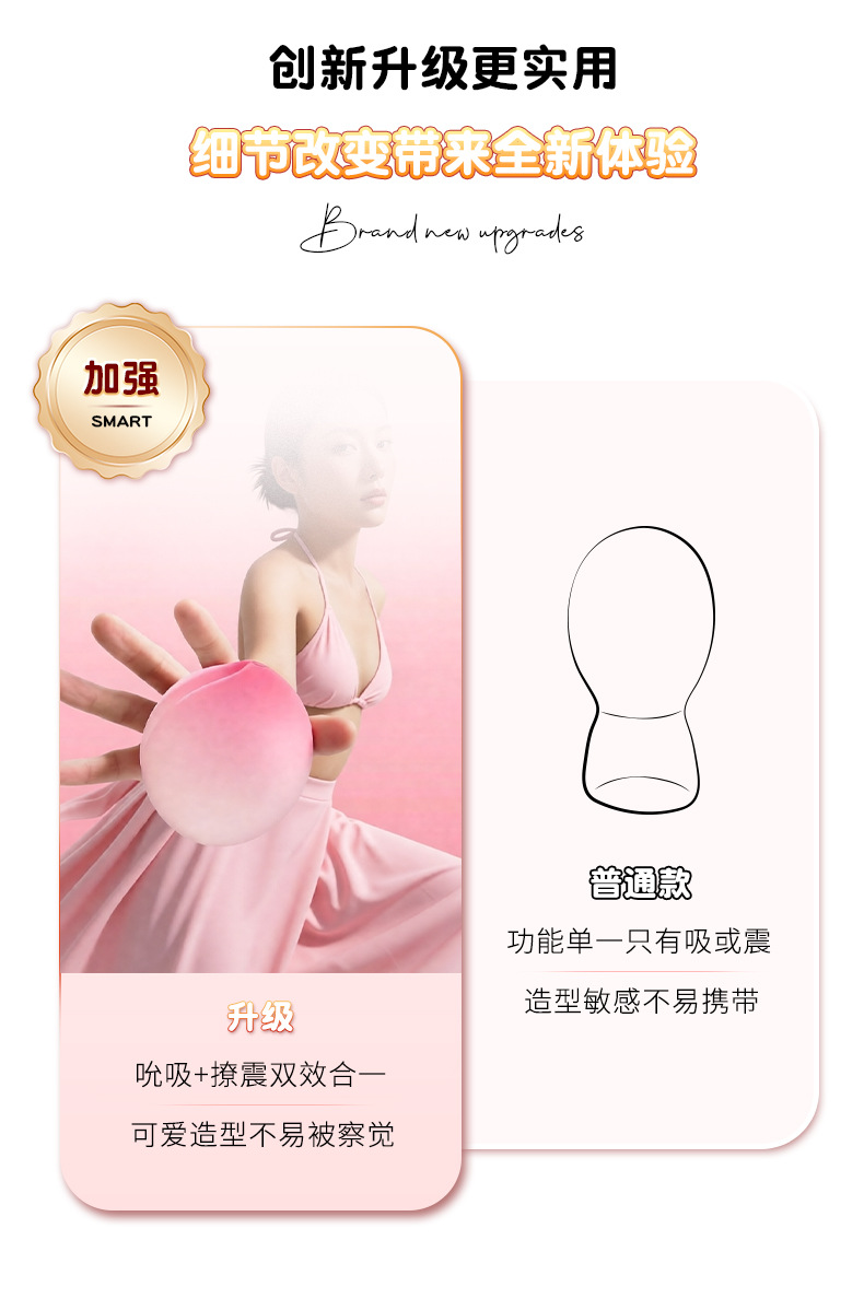 Tongue Licking Sucking Vibrator, Silicone Clitoral Stimulator, Light Pink Adult Toy — detail image 4