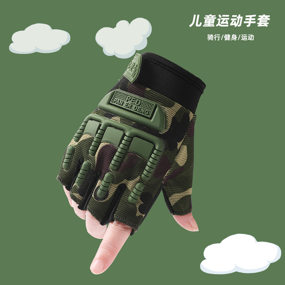 Guantes de medio dedo para niños antideslizantes resistentes al desgaste lucha deportes al aire libre montar coche de equilibrio niños y niñas estudiante fitness