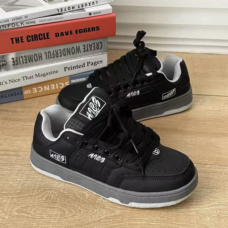 Hong Kong Style Chic Thick-Soled Gray Sneakers Trendy Celebrity Style Breathable Loafers Versatile Height-Increasing Skate Shoes for Students Hong Kong Style Chic Thick-Soled Gray Sneakers Trendy Celebrity Style Breathable Loafers Versatile Height-Increasing Skate Shoes for Students