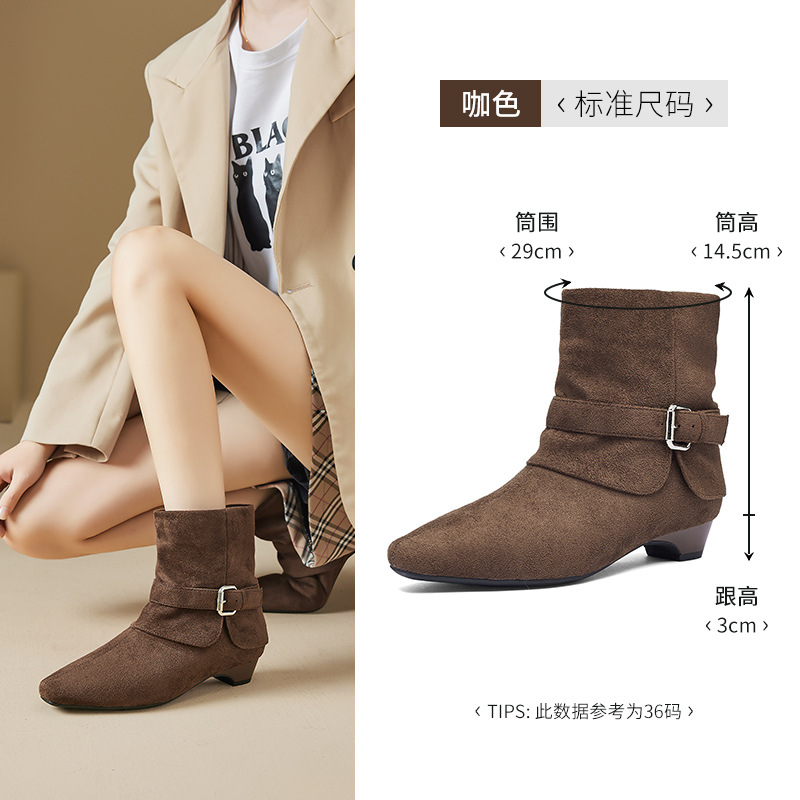 Botas de talón corto de león antiguo mujeres 2026 nuevo otoño punta británico estilo Martin botas retro botas occidentales