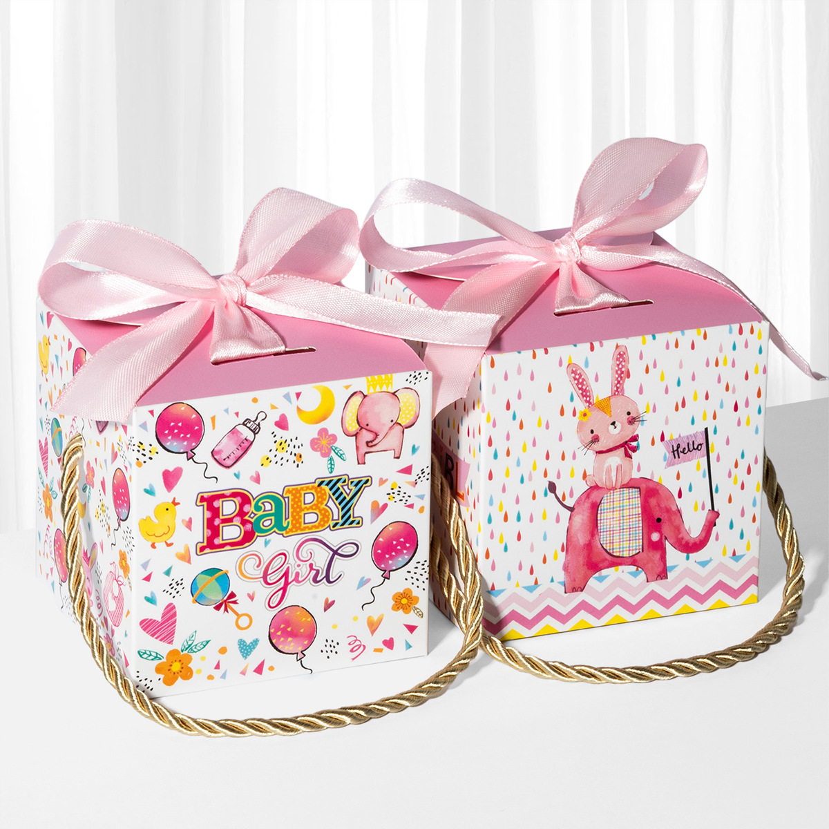 Caja de regalo para niños y niñas, pequeño elefante, conejo, pequeño león, caja de regalo, caja de dulces, caja de bocadillos, caja de papel, caja de regalo