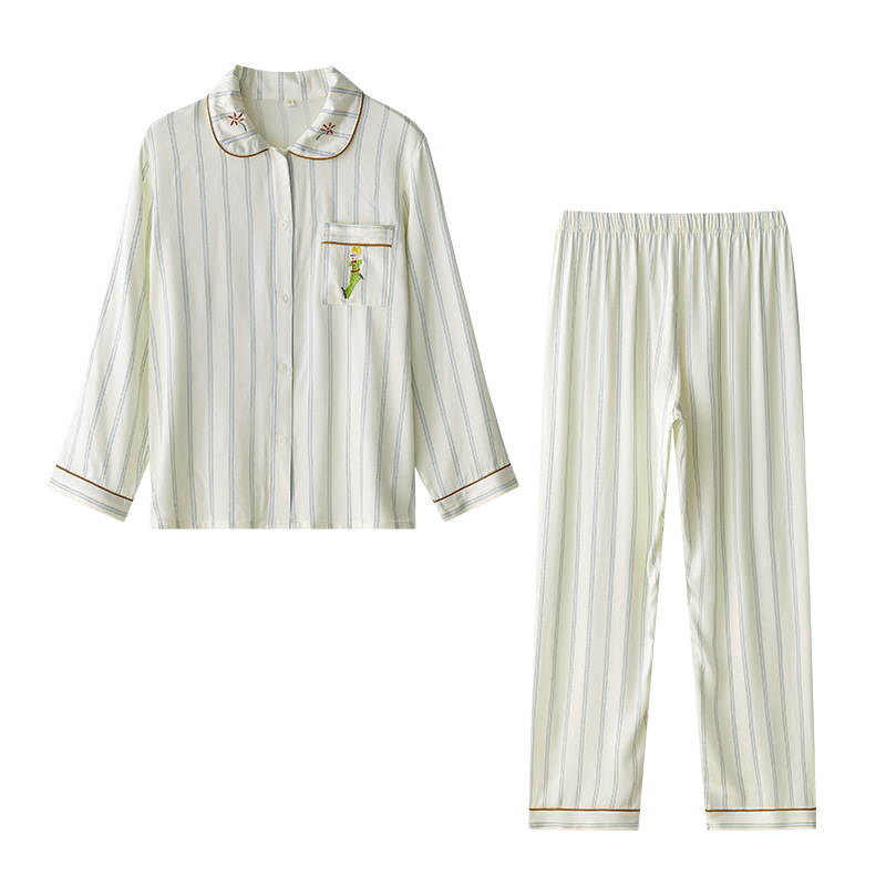 Four Seasons Rayon Satin Pajamas Women's Long Sleeve Korean Style Little Prince Pocket Suit Home Clothes Can Be Weared Outside t Four Seasons Rayon Satin Pajamas Women's Long Sleeve Korean Style Little Prince Pocket Suit Home Clothes Can Be Weared Outside t