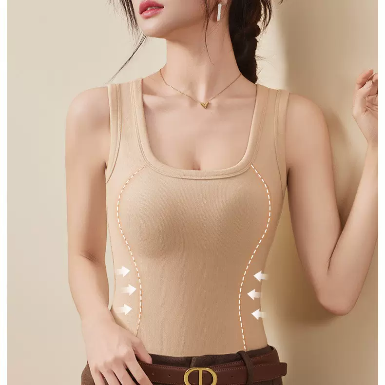 石墨烯带内衣带胸垫一体式背心女士贴片发保暖衣发热抗静电护背女