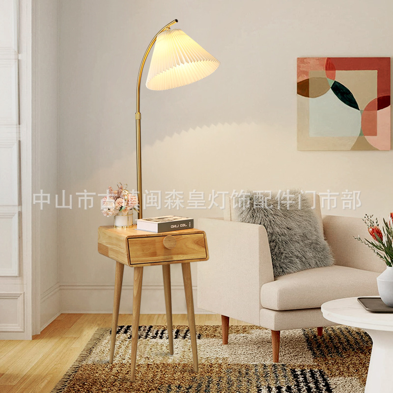 客厅灯落地灯客厅沙发边in卧室床头柜抽屉一体置物架立式台灯|ms