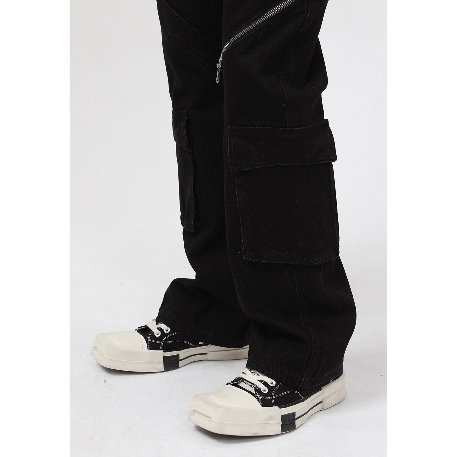 Mtlclothes ropa de Hombre | 2022 cuatro estaciones nuevo oscuro funcional viento micro cuerno Workwear Jeans para hombres