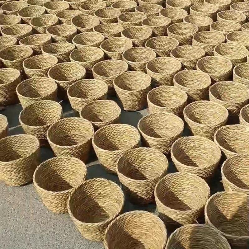 草编花篮手工抱抱桶鲜花花艺板栗包装材料田园蒲草创意花篮