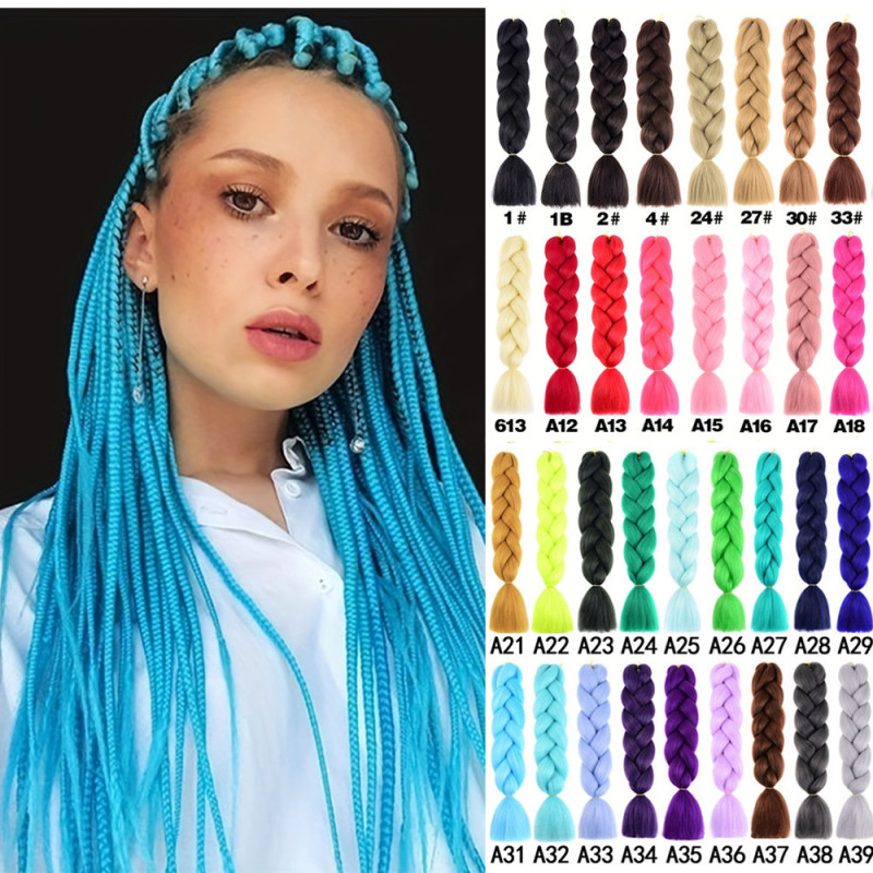 African braids 24inch multi-colored jumbo braiding crochet hair synthetic fiber wig high-temperature fiber African braids 24inch multi-colored jumbo braiding crochet hair synthetic fiber wig high-temperature fiber
