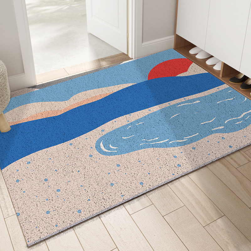 Fresh Flower door mat with silk ring, wear-resistant non-slip cut-out floor mat, home door carpet