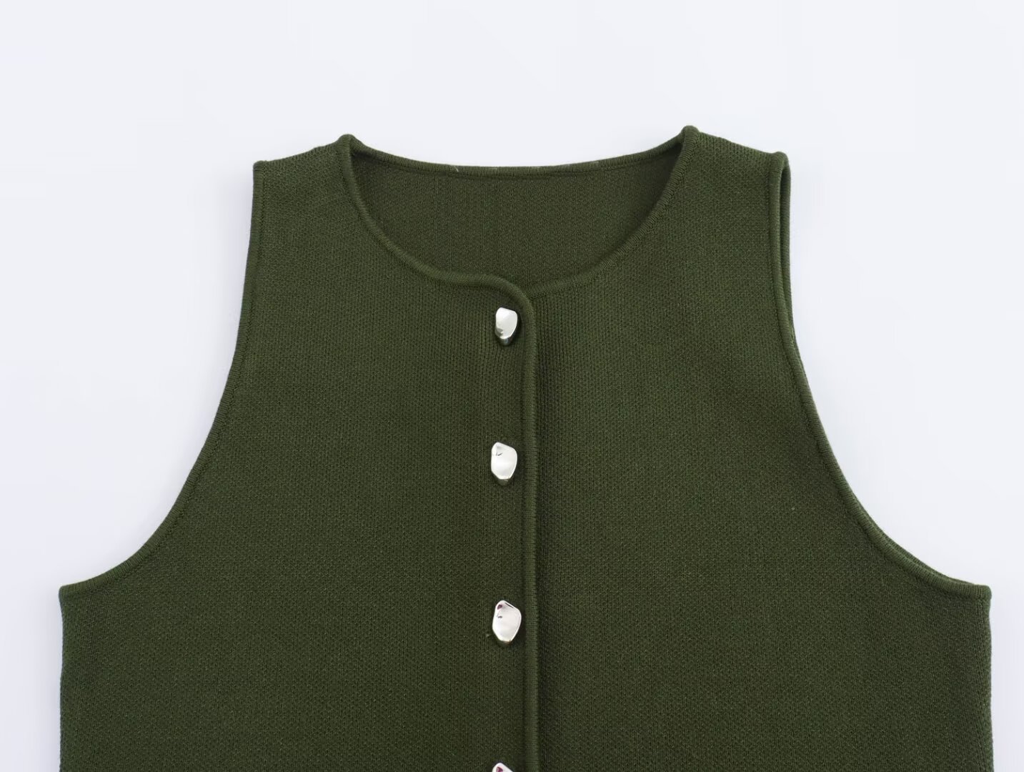 Damenbekleidung Herbst 2024 neue Street Fashion einfarbige Weste mit vier Knöpfen_voghion.com