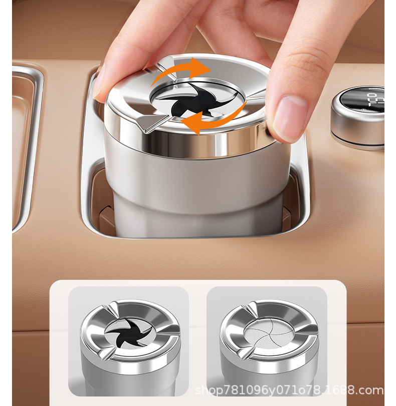 2026 New Model Car Ashtray with Rotating Anti-Ash-Spreading Design for Home, Living Room, Office, Creative Smoke Extinguishing with Ceramic Inner Liner