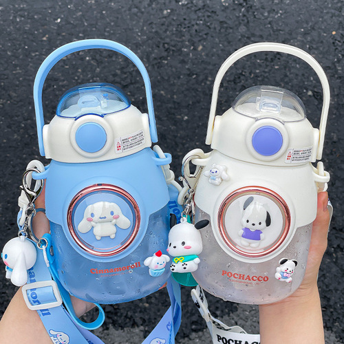 Sanrio Pacha Dog Children's Water Cup Internet Celebrity Big Belly Cup High-Looking Plastic Cup Girls Portable Water Bottle Straw Cup
