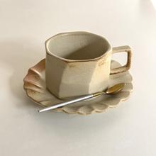 几何风陶瓷早餐杯高颜值情侣粗陶咖啡杯复古马克杯创意下午茶杯碟