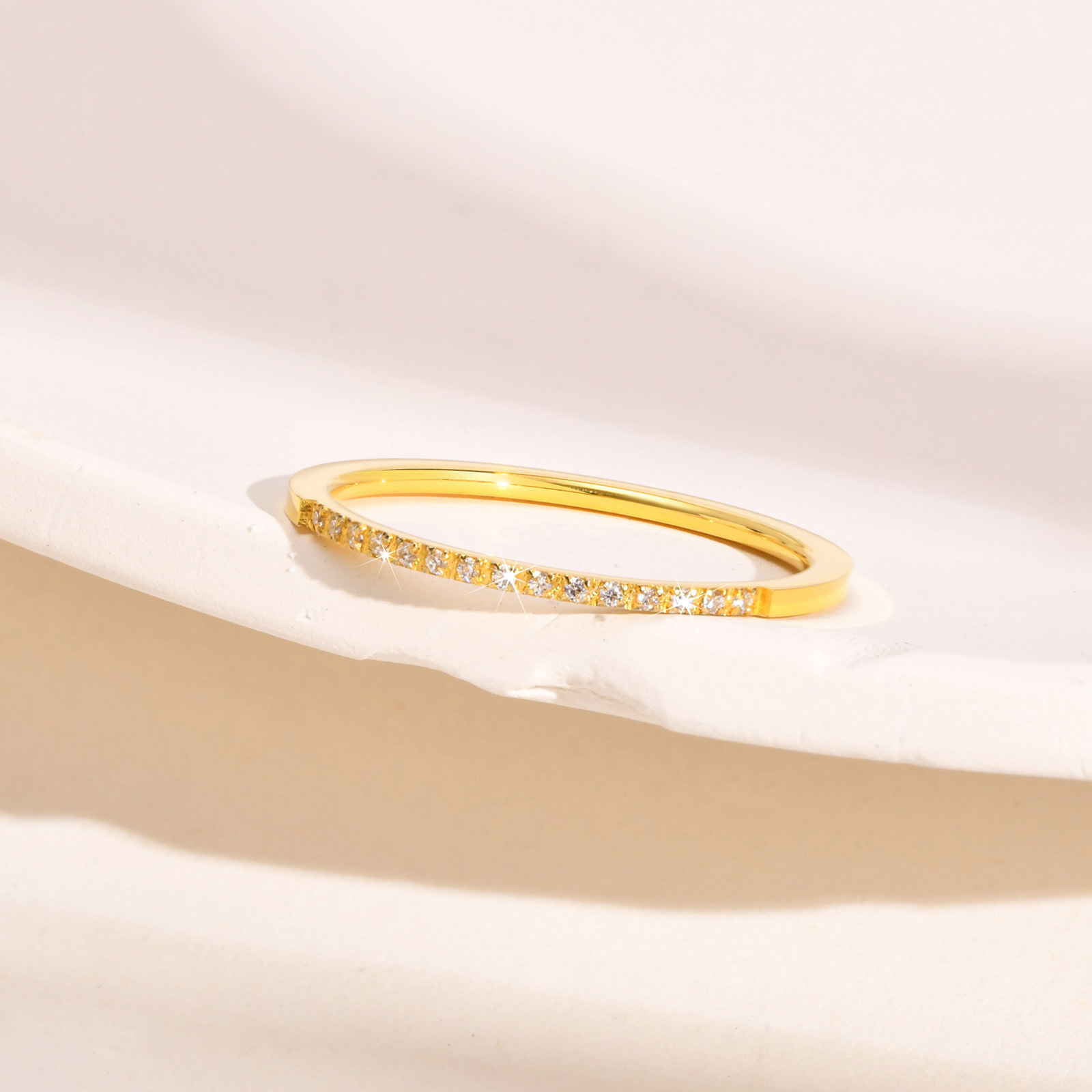 Fashion Geometric Stainless Steel Inlaid Zircon Rings