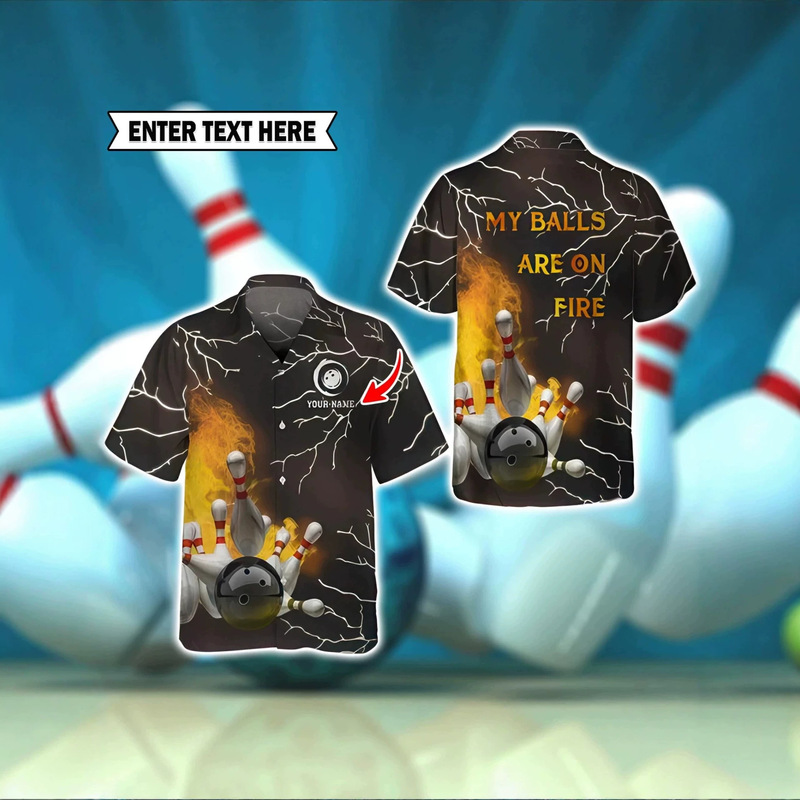 Cross-border independent website: Lightning Flame Bowling Print Cuban Collar Short Sleeve Shirt Factory Wholesale Cross-border independent website: Lightning Flame Bowling Print Cuban Collar Short Sleeve Shirt Factory Wholesale