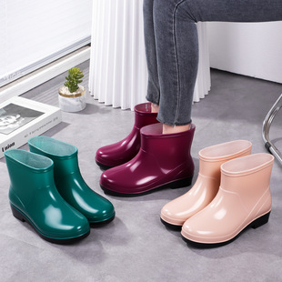 in stock Short Barrel Four Seasons Fashion Rain Boots Women's Outer Wear Adult Rainproof Low Barrel Work Car Wash Women's Rain Boots