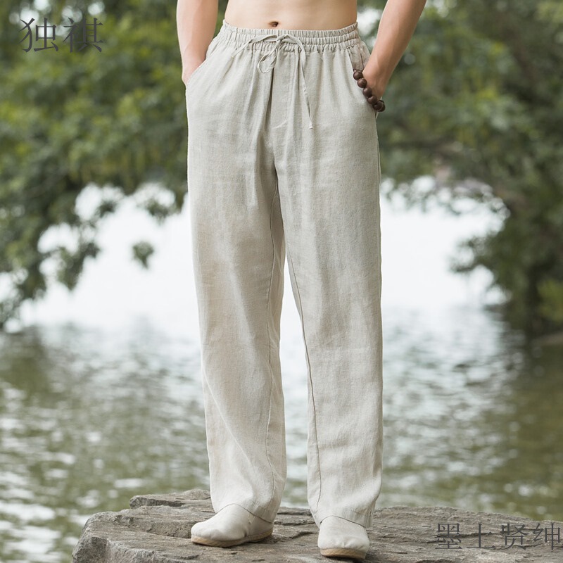 Linen Pants Men's Summer Thin Breathable 2023 New Young and Middle-aged Cotton Linen Wide Leg Casual Trousers plus size Fashion Brand