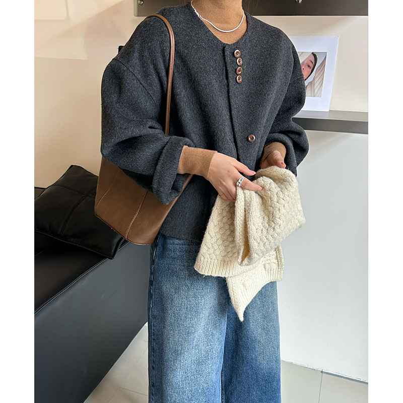 宁派双面羊毛大衣女款2025新款秋冬季高级感小个子短款羊毛呢外套